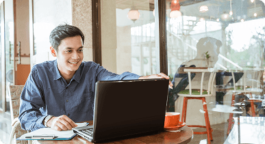 man working on a cafe