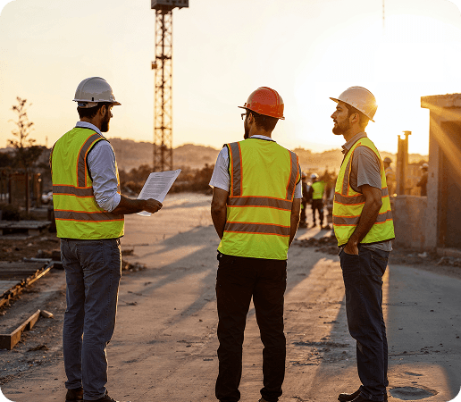 three engineers talking